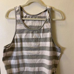 Striped Gray & White Men Tank Top